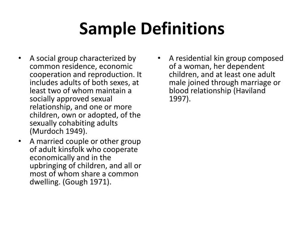 sample definitions