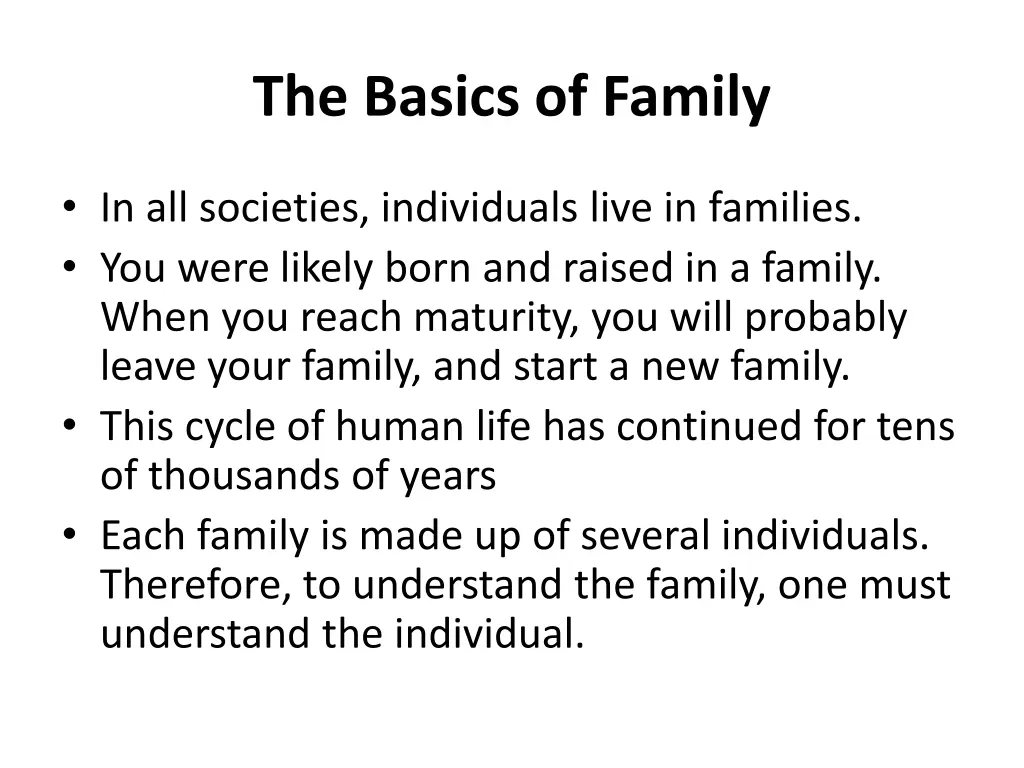 the basics of family