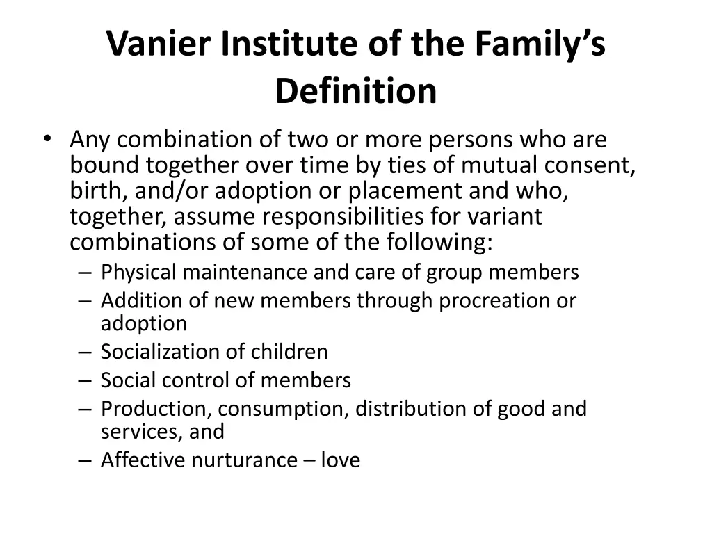 vanier institute of the family s definition