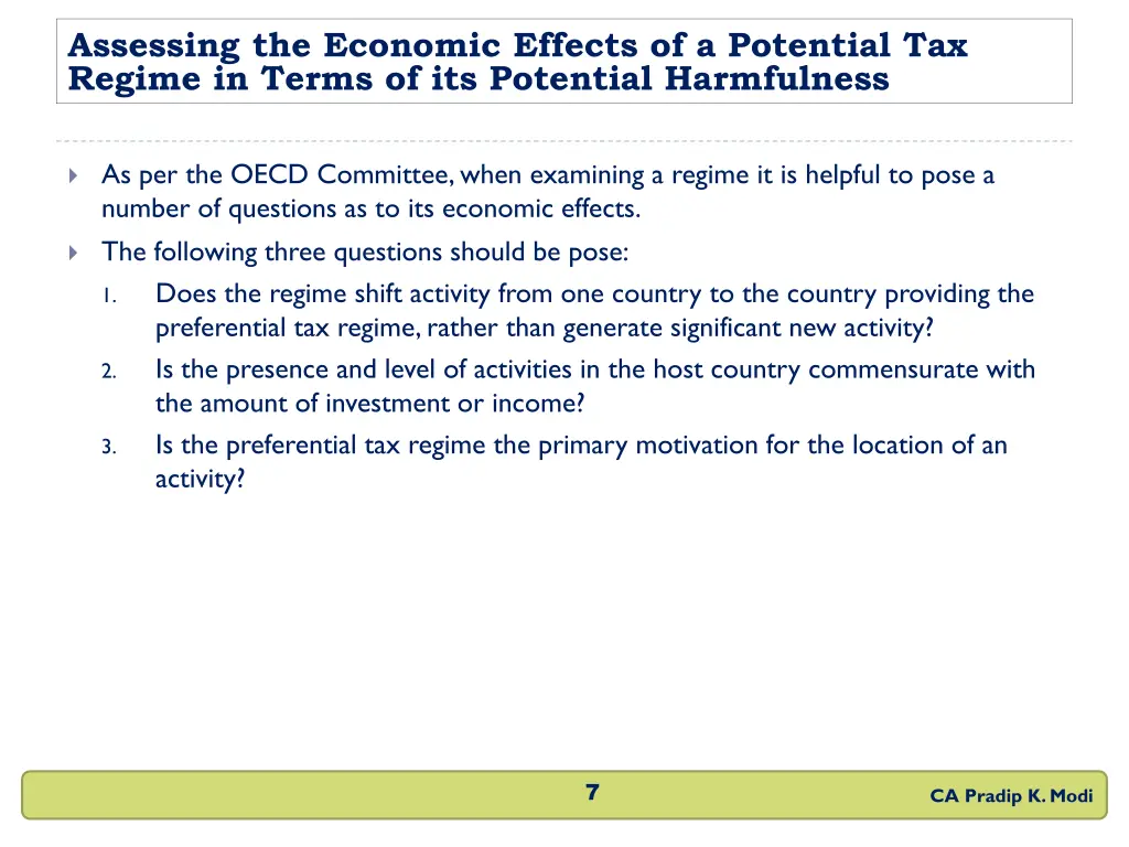 assessing the economic effects of a potential