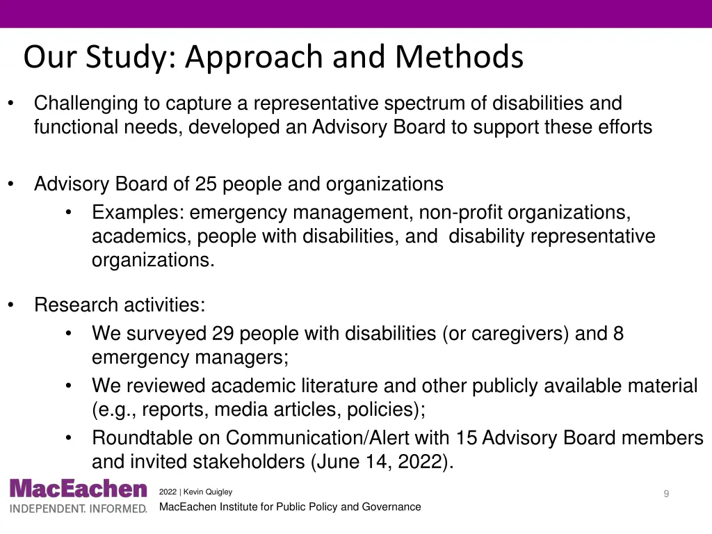 our study approach and methods