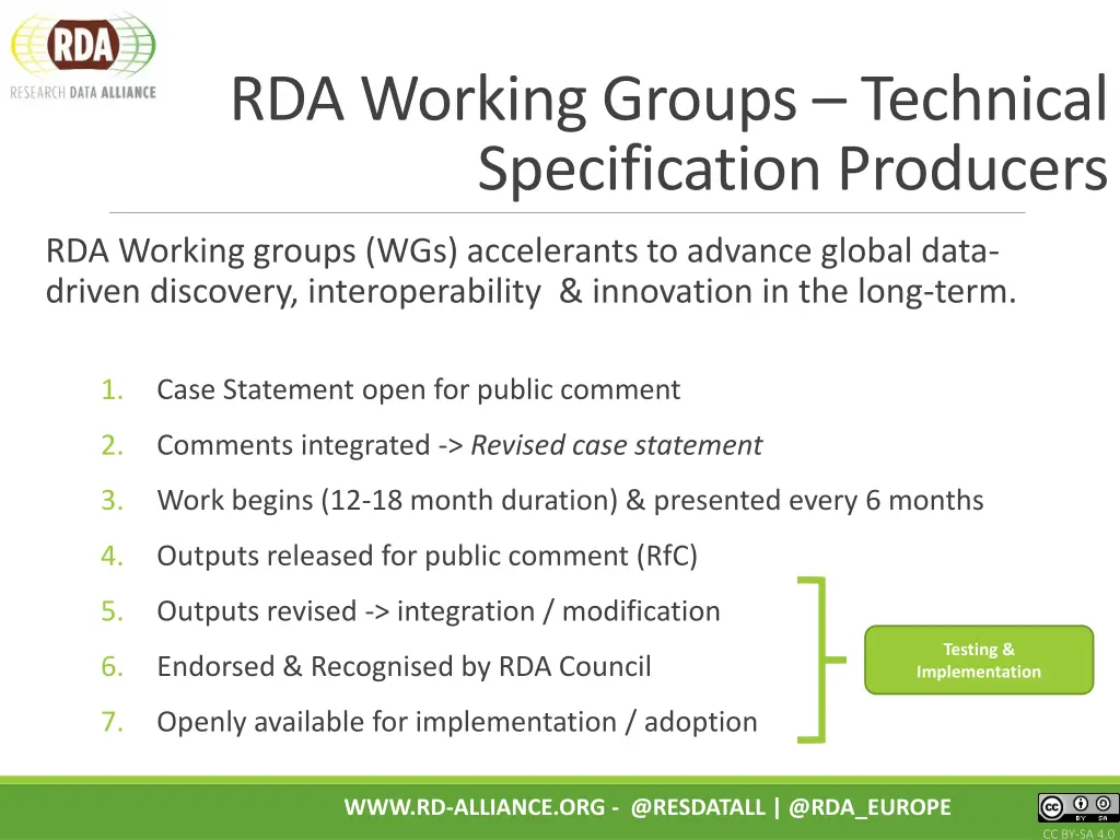 rda working groups technical specification