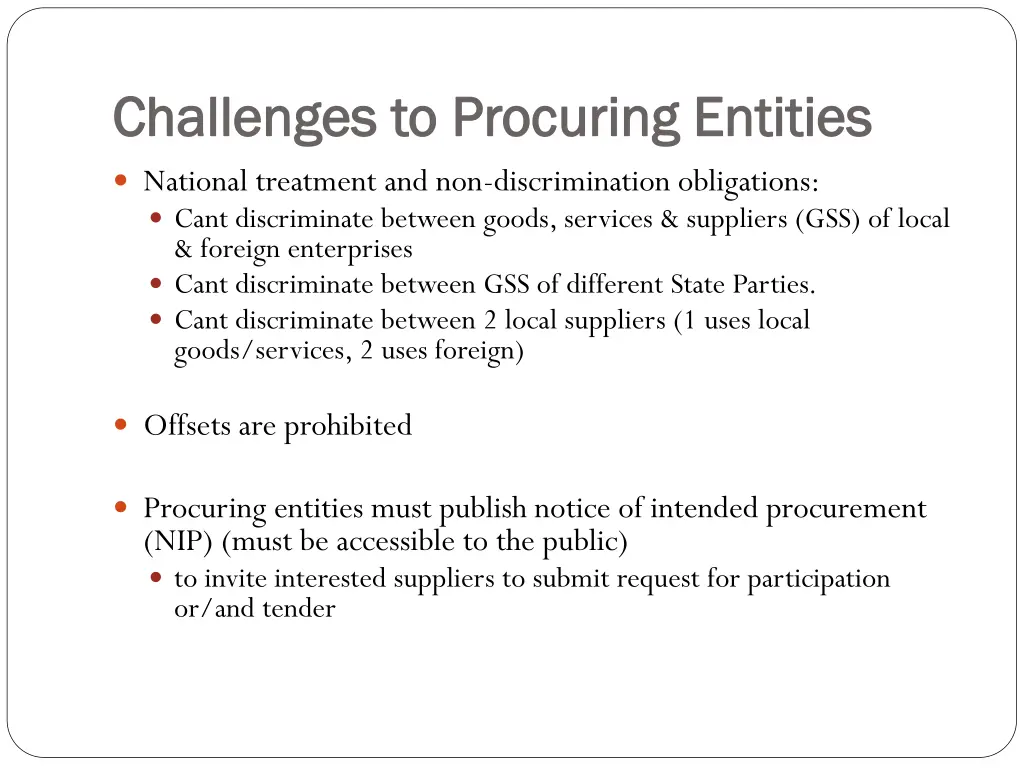 challenges to procuring entities challenges