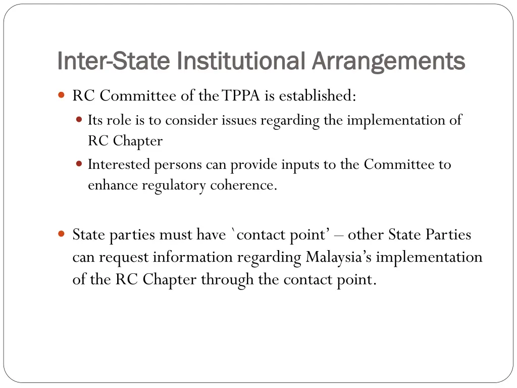 inter inter state institutional arrangements