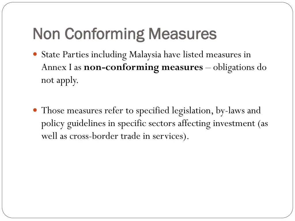 non conforming measures non conforming measures