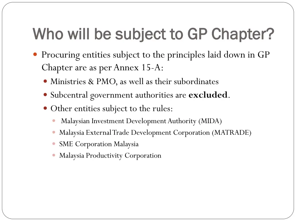 who will be subject to gp chapter who will
