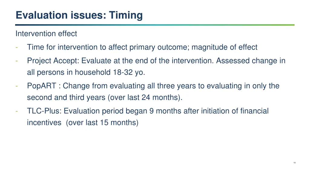 evaluation issues timing