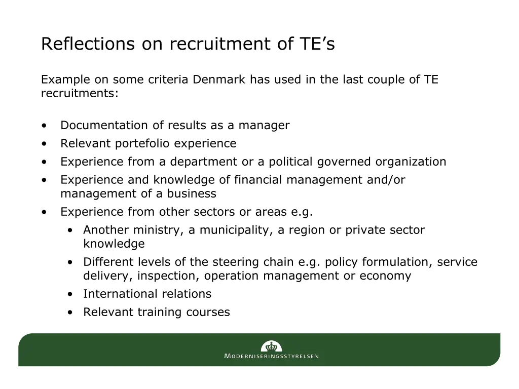 reflections on recruitment of te s