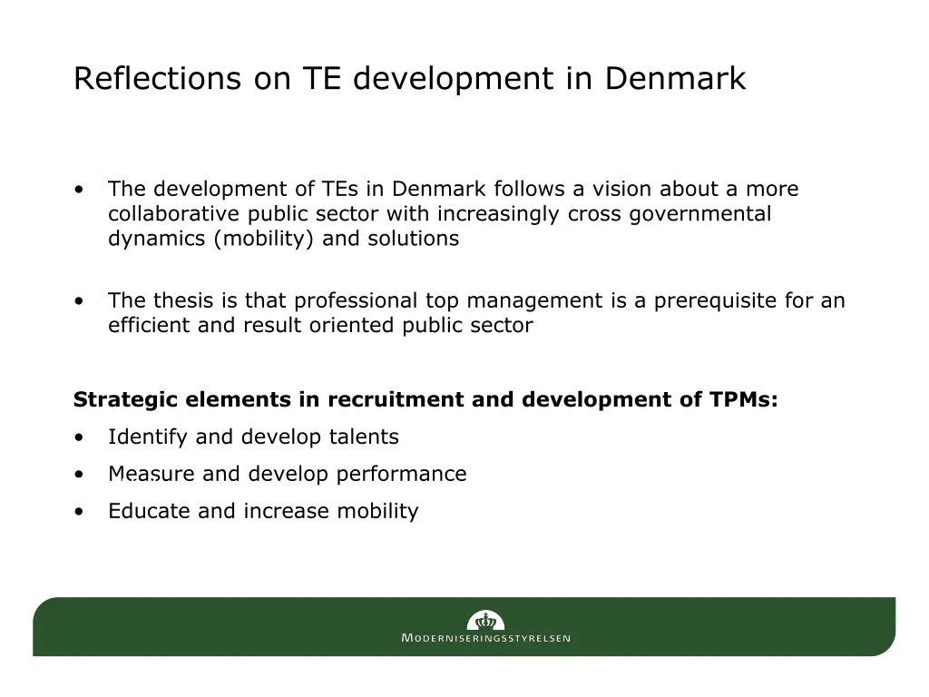reflections on te development in denmark
