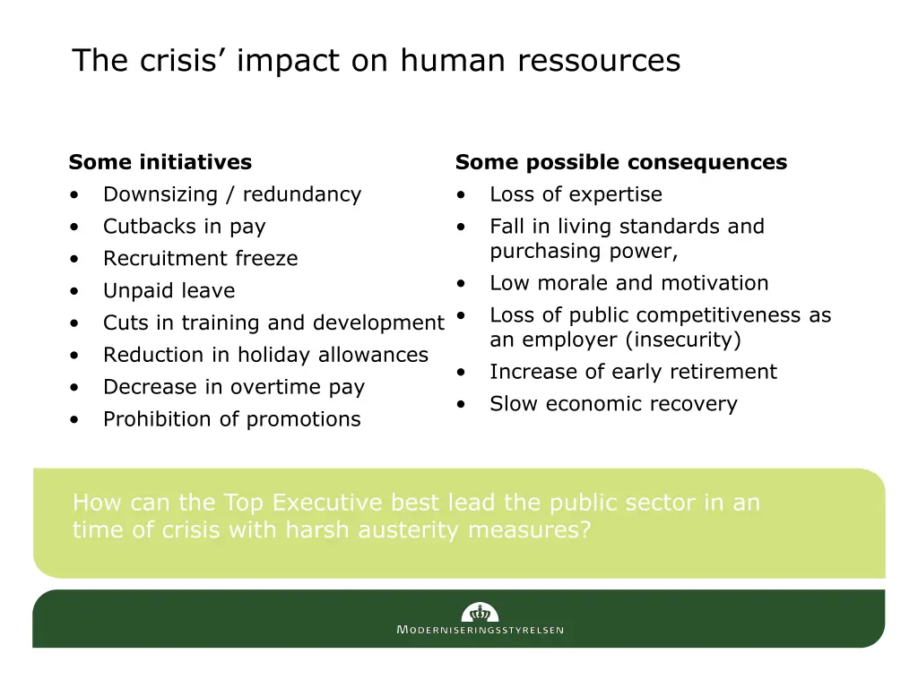 the crisis impact on human ressources
