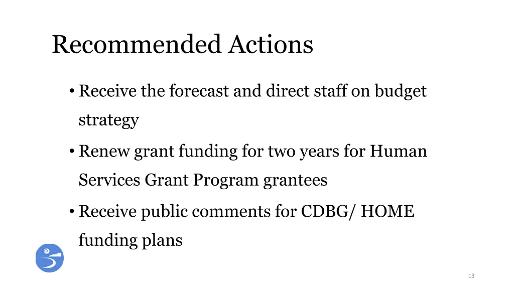 recommended actions