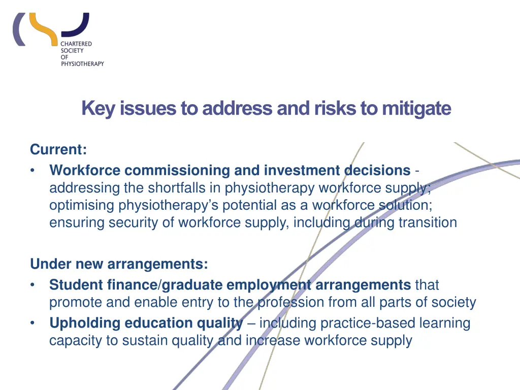 key issues to address and risks to mitigate