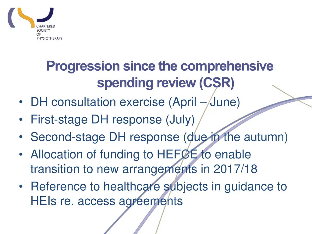 progression since the comprehensive spending