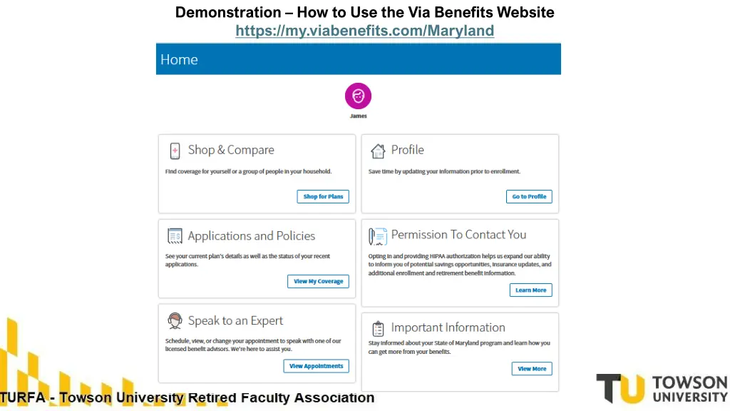 demonstration how to use the via benefits website