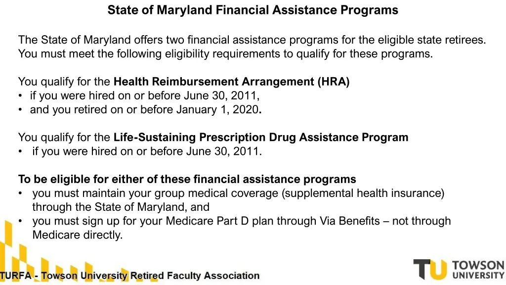 state of maryland financial assistance programs