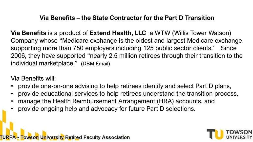 via benefits the state contractor for the part