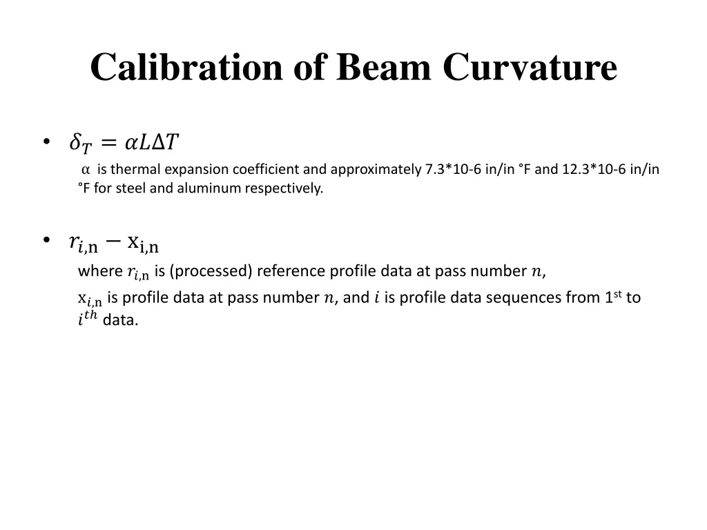 calibration of beam curvature 1
