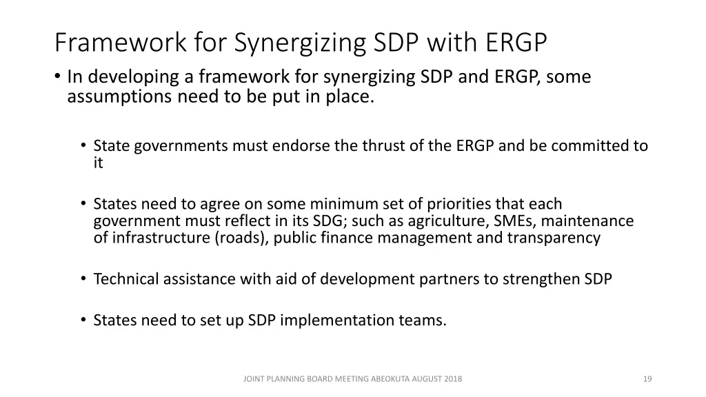 framework for synergizing sdp with ergp