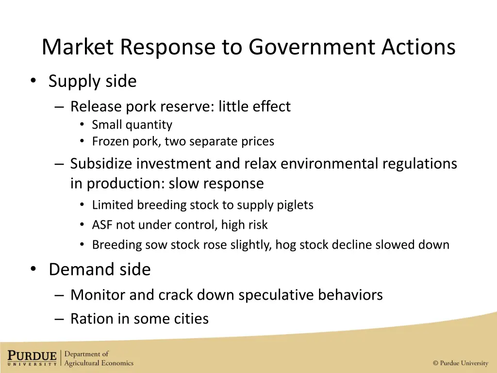 market response to government actions supply side