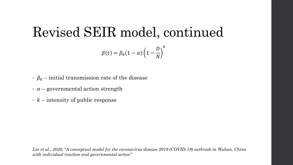 revised seir model continued