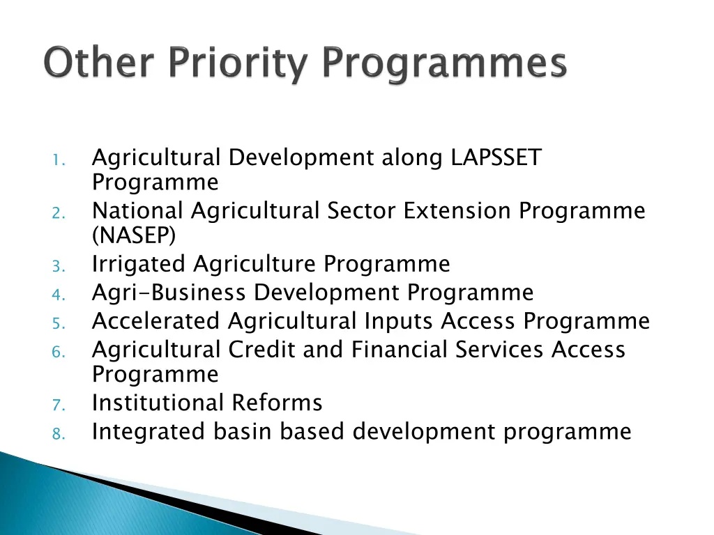 agricultural development along lapsset programme