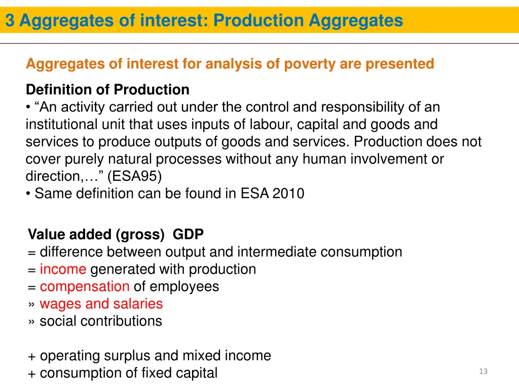 3 aggregates of interest production aggregates