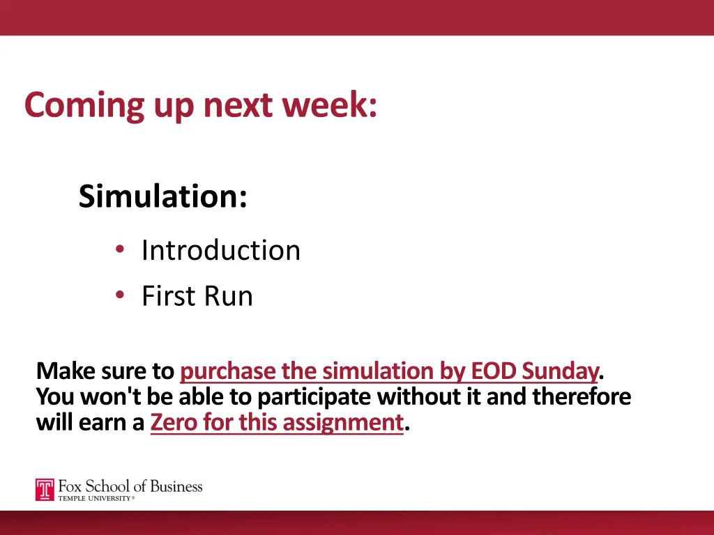 coming up next week 1