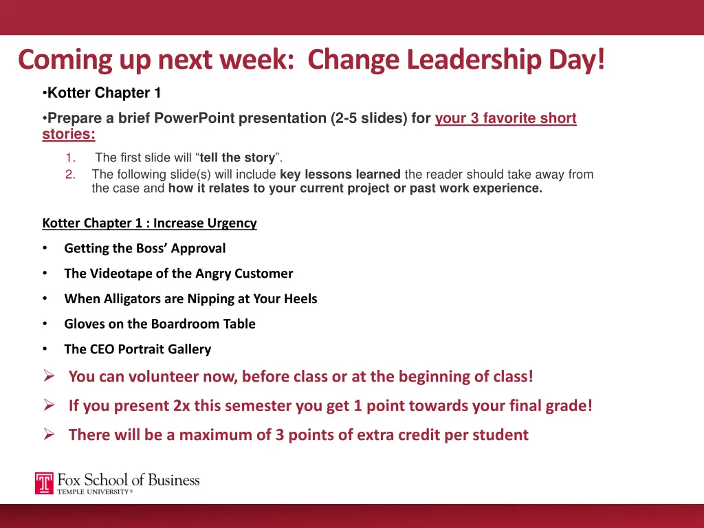 coming up next week change leadership day kotter