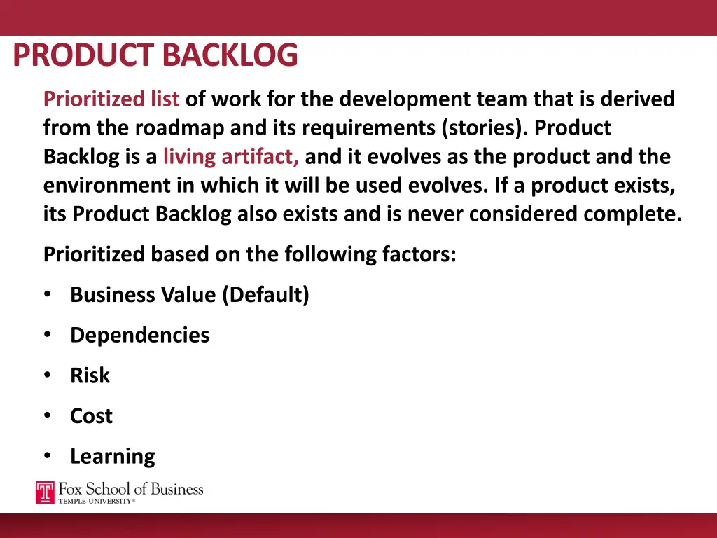 product backlog