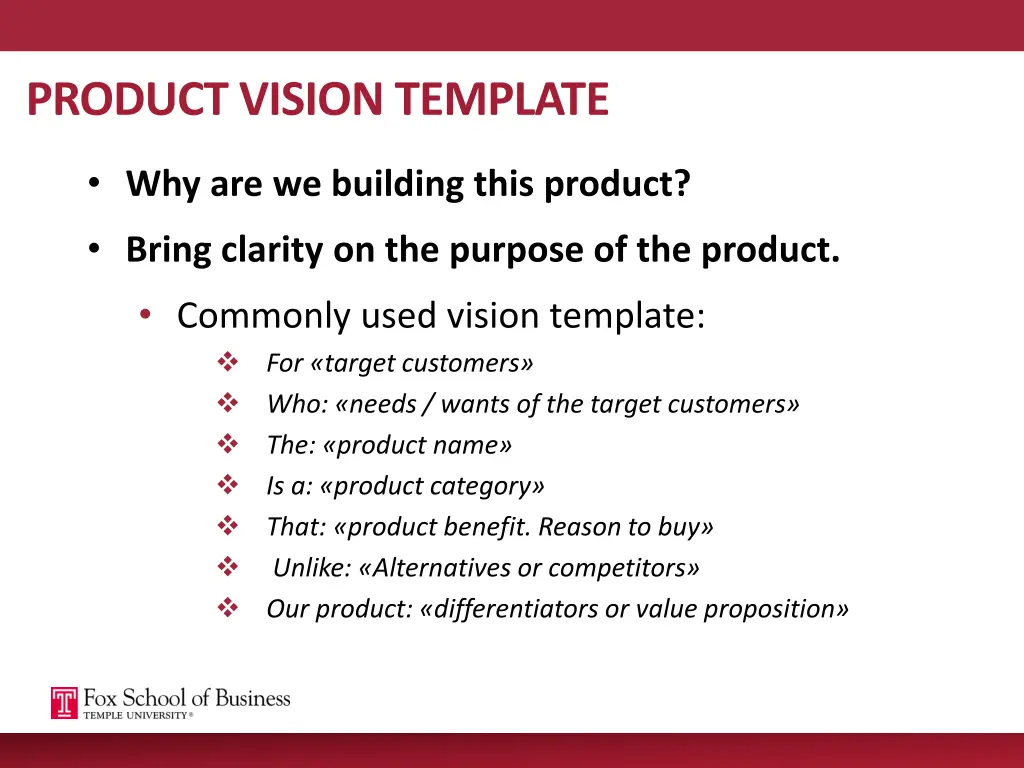 product vision template