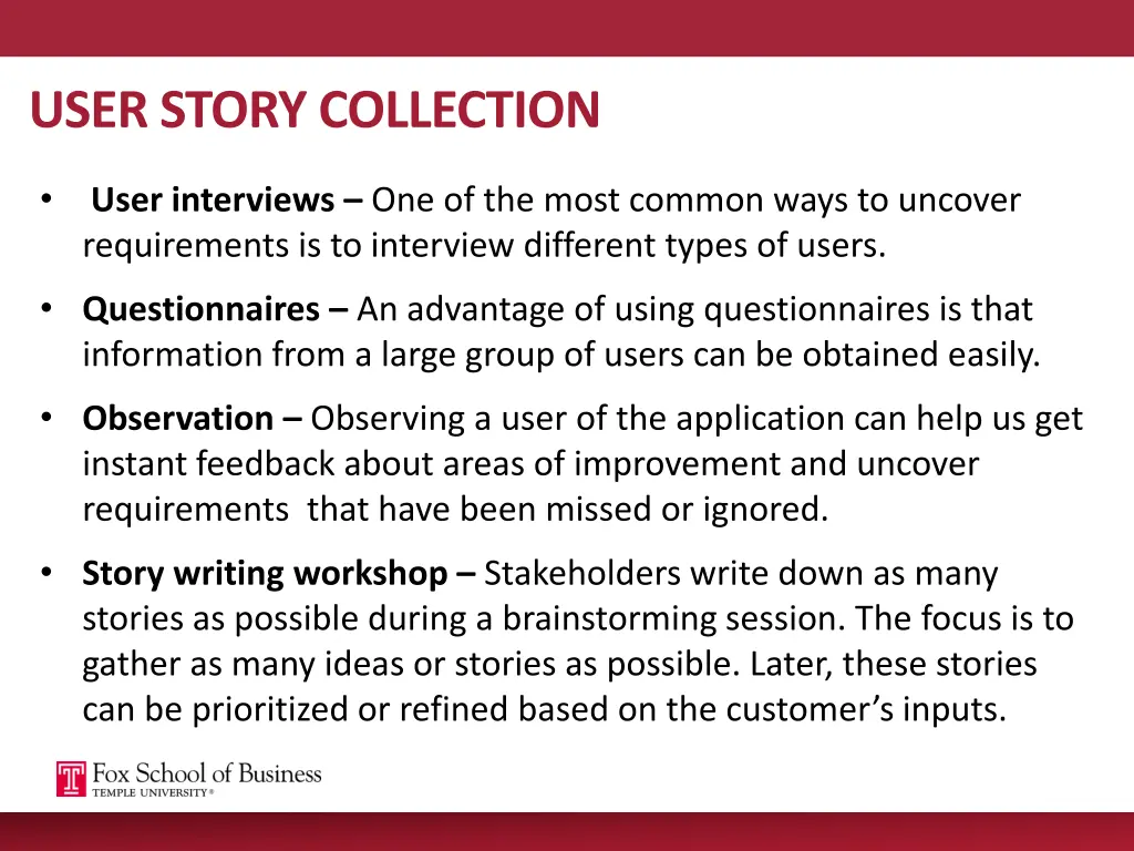 user story collection