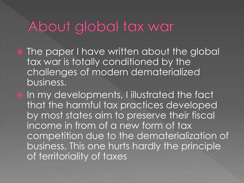 about global tax war