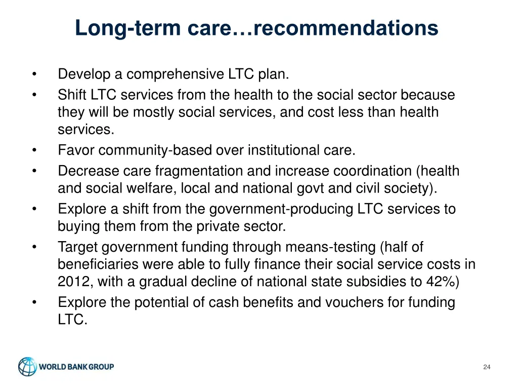 long term care recommendations
