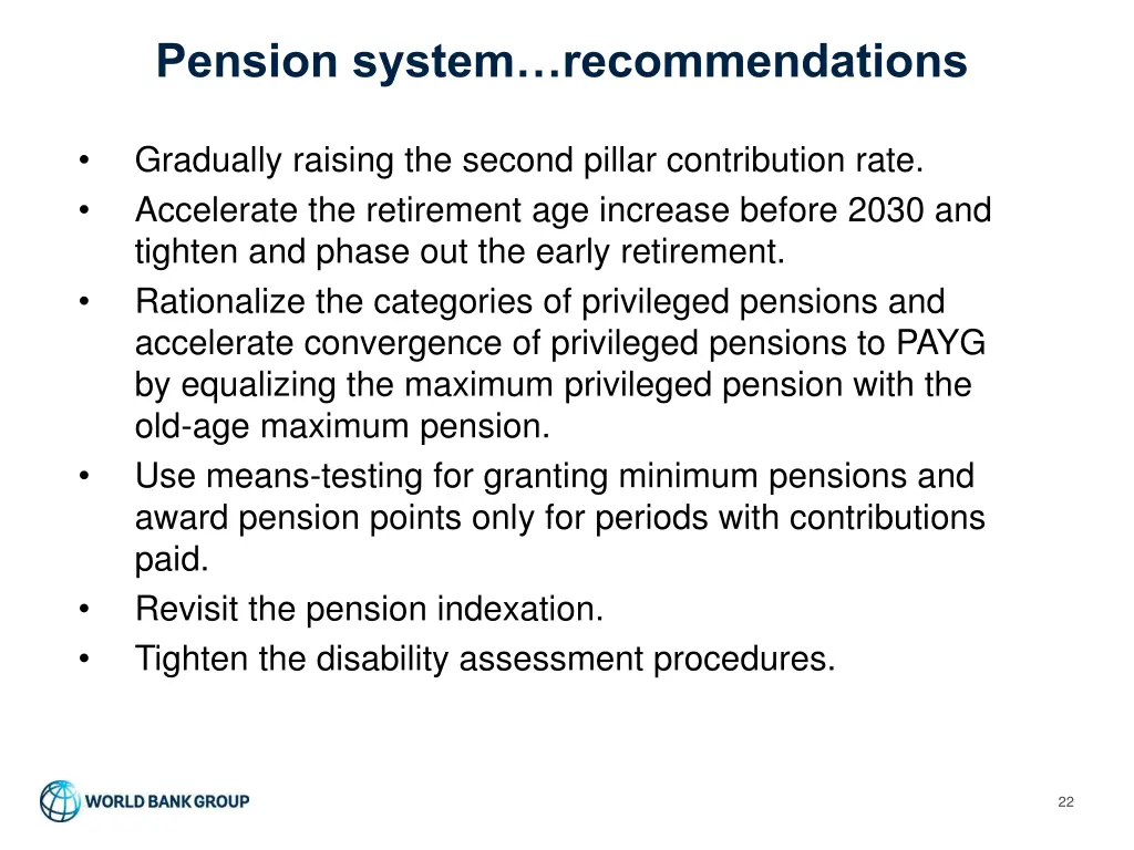 pension system recommendations