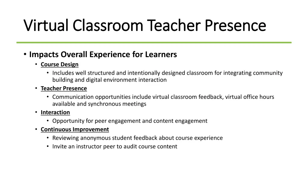 virtual classroom teacher presence virtual
