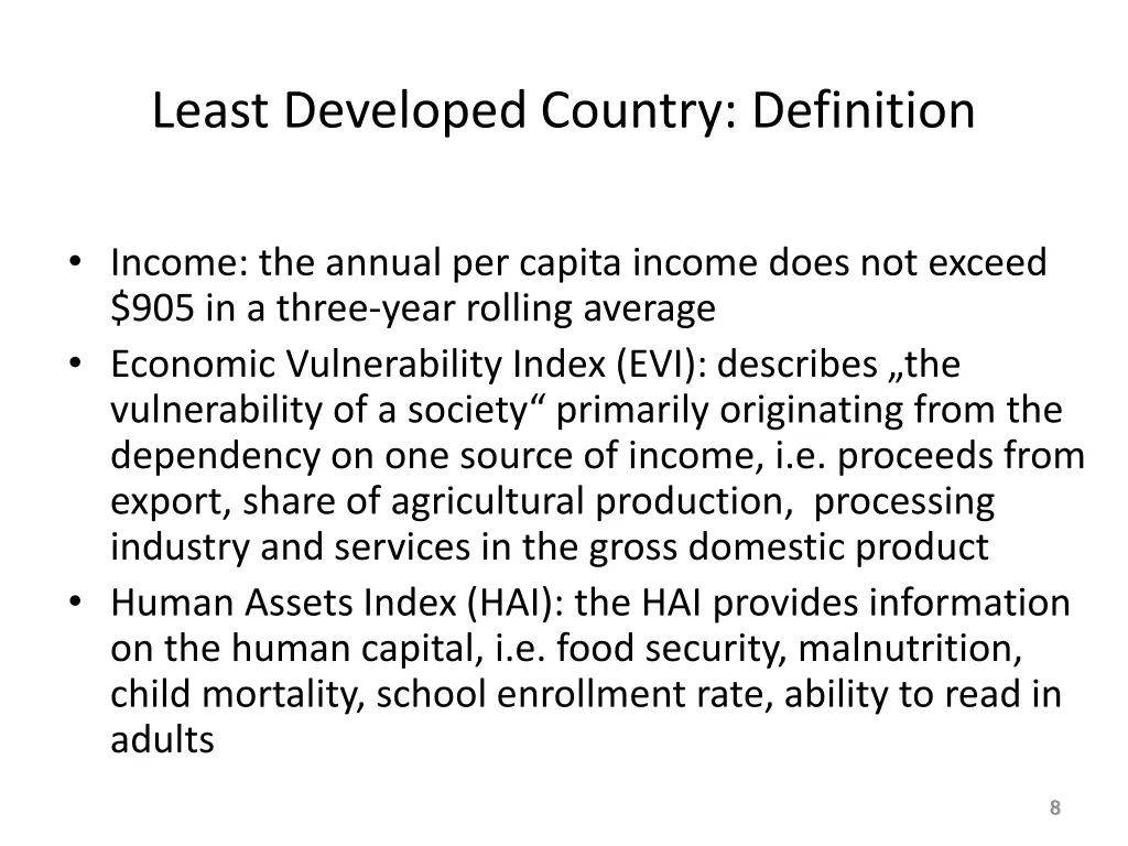 least developed country definition