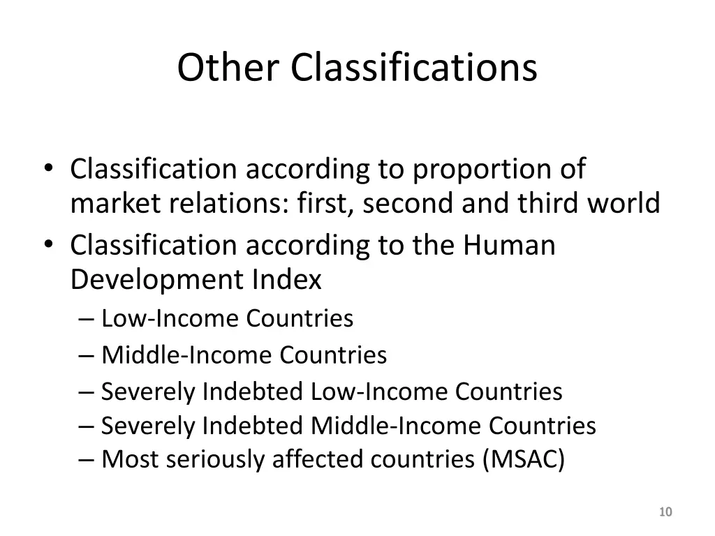 other classifications