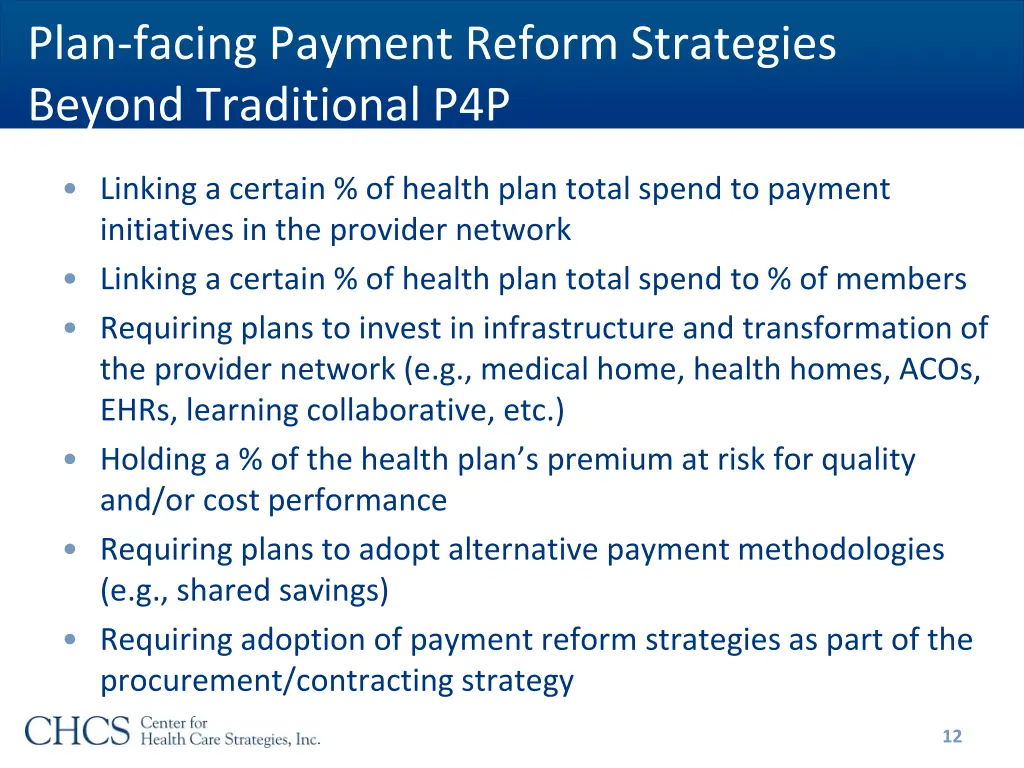plan facing payment reform strategies beyond