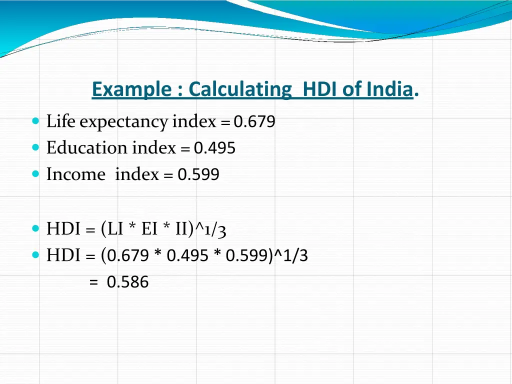 example calculating hdi of india