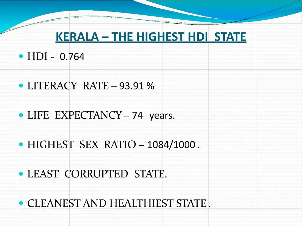 kerala the highest hdi state