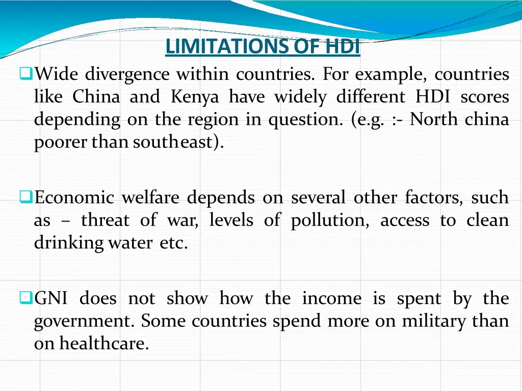 limitations of hdi