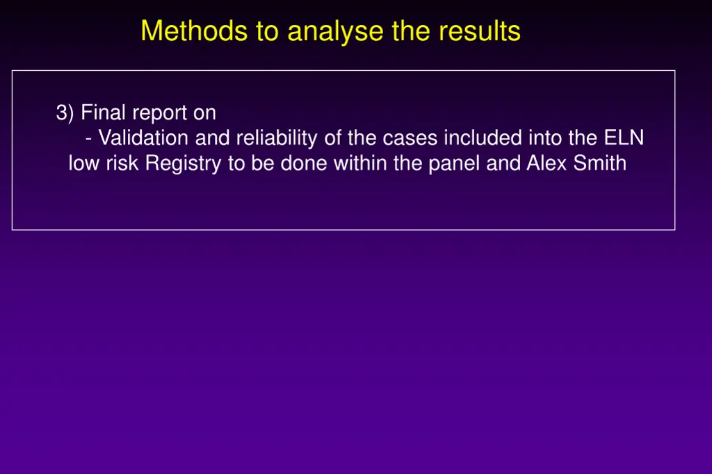 methods to analyse the results 1