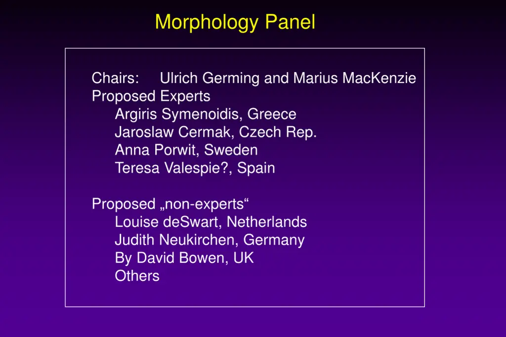 morphology panel