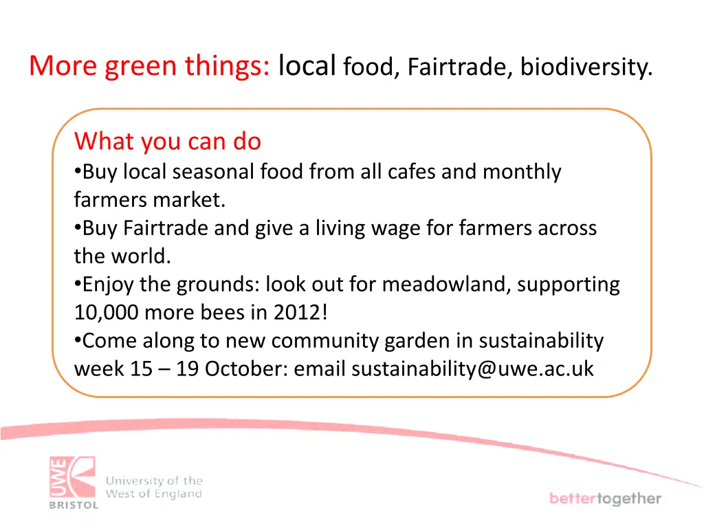 more green things local food fairtrade