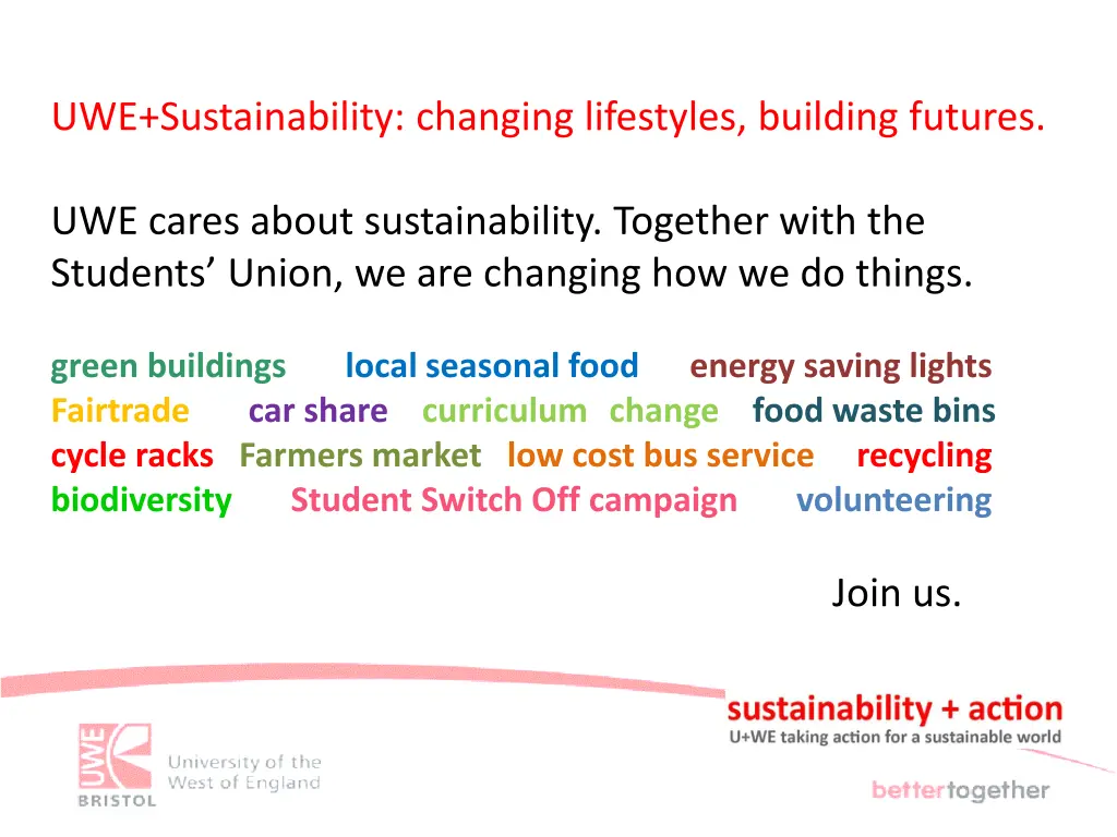 uwe sustainability changing lifestyles building 4
