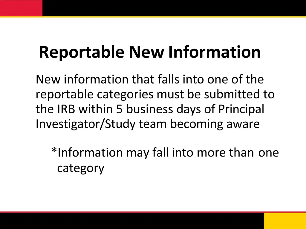 reportable new information 1