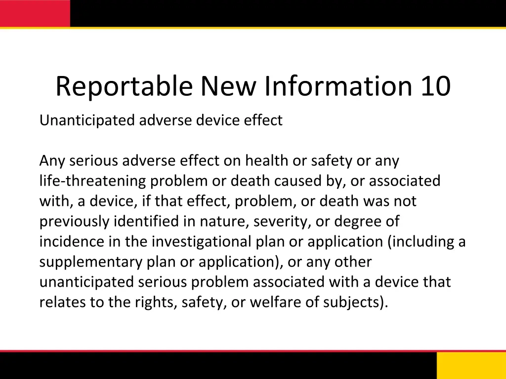 reportable new information 10