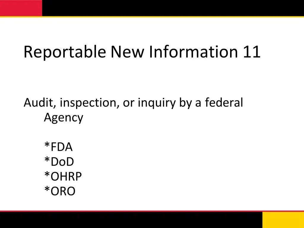 reportable new information 11