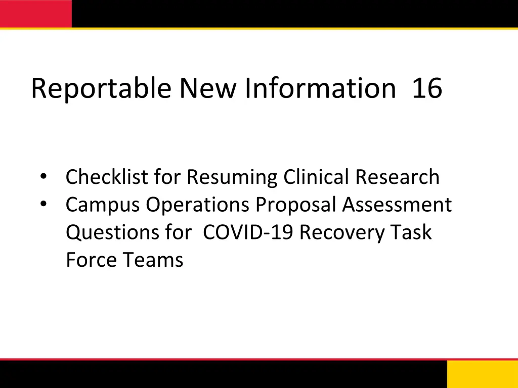 reportable new information 16 1