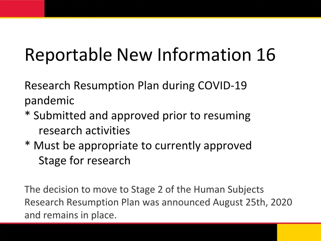 reportable new information 16